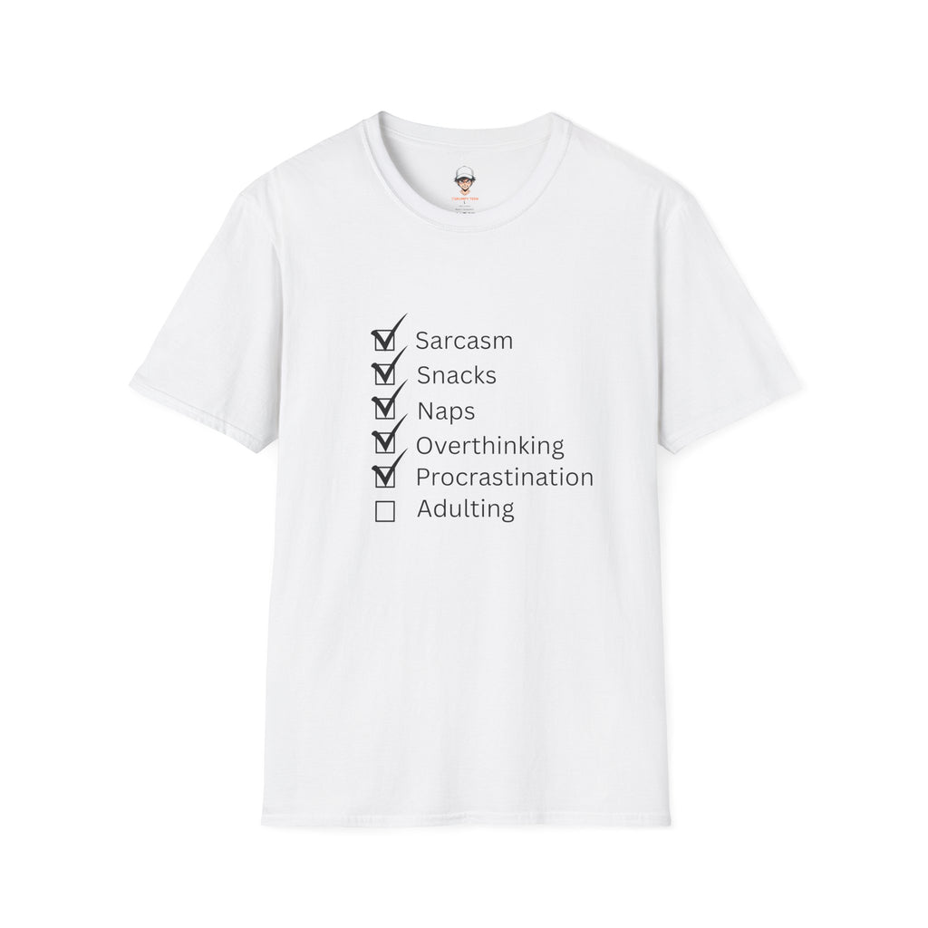 Checklist Tee — Sarcasm, Snacks, Naps & Overthinking Graphic T-Shirt