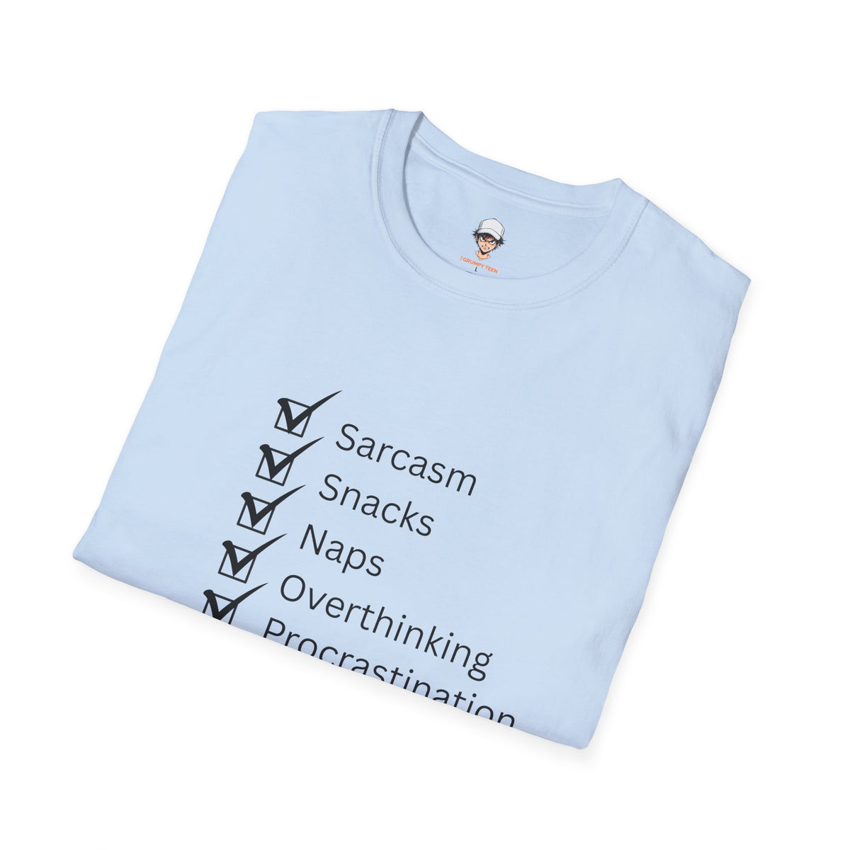 Checklist Tee — Sarcasm, Snacks, Naps & Overthinking Graphic T-Shirt