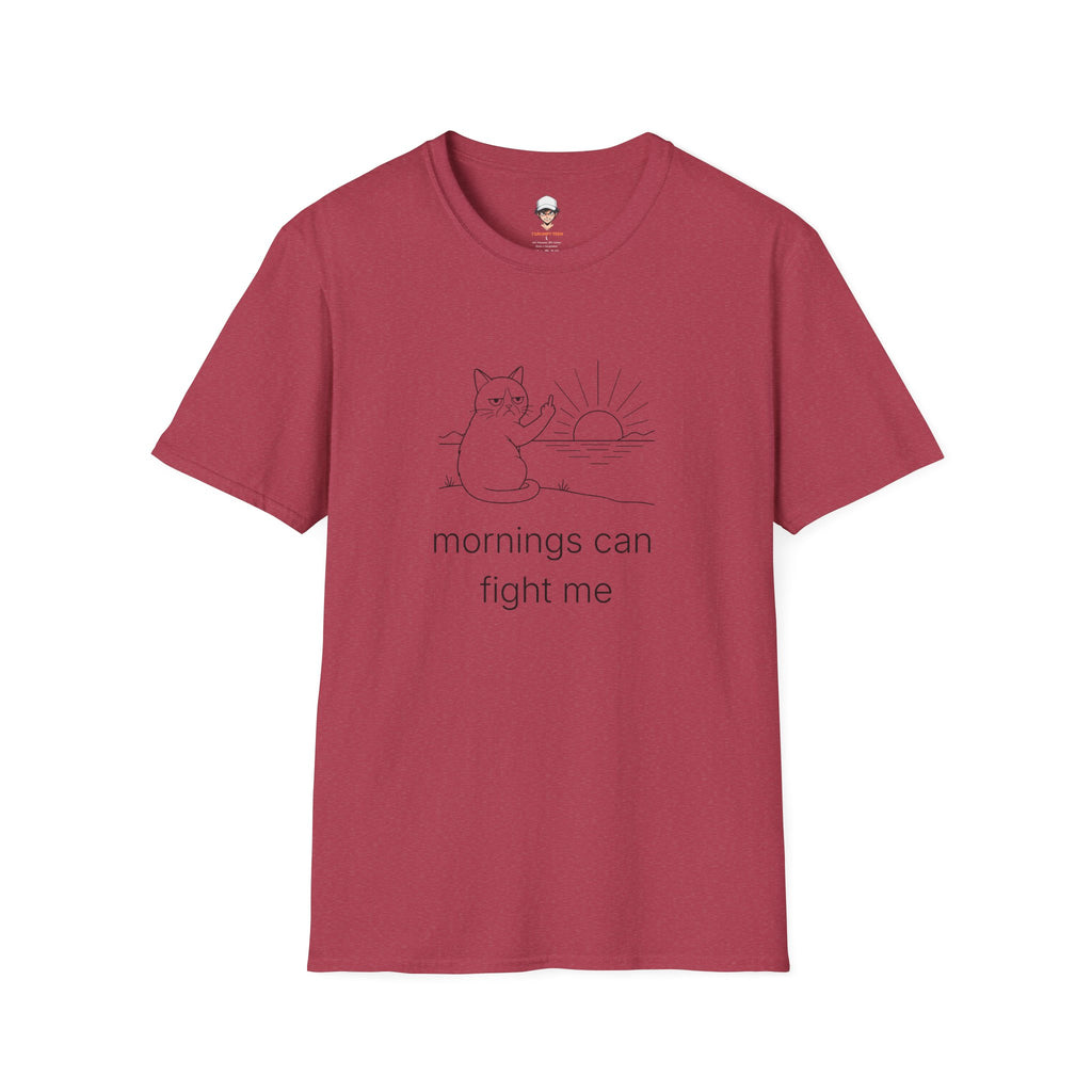 mornings can fight me - Funny Grumpy Cat Tee