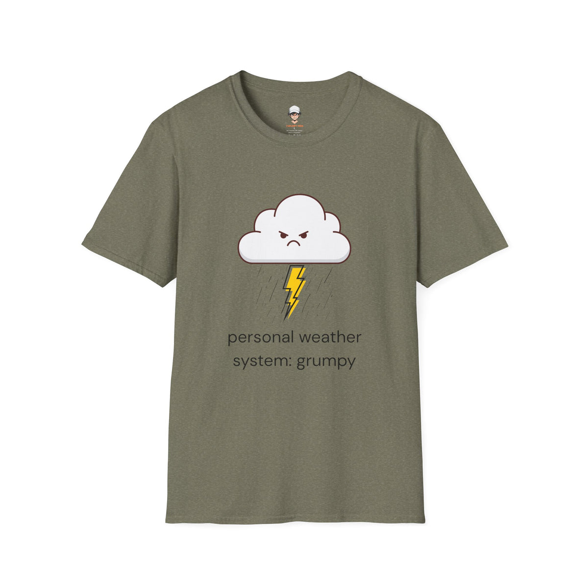 Personal Weather System: Grumpy T‑Shirt — Cute Angry Cloud Graphic Tee