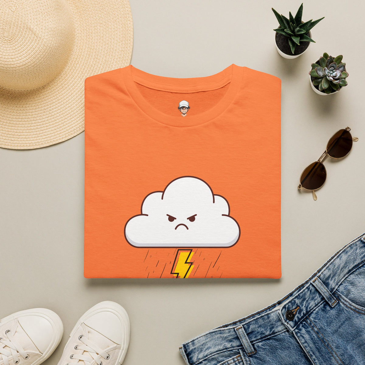 Personal Weather System: Grumpy T‑Shirt — Cute Angry Cloud Graphic Tee