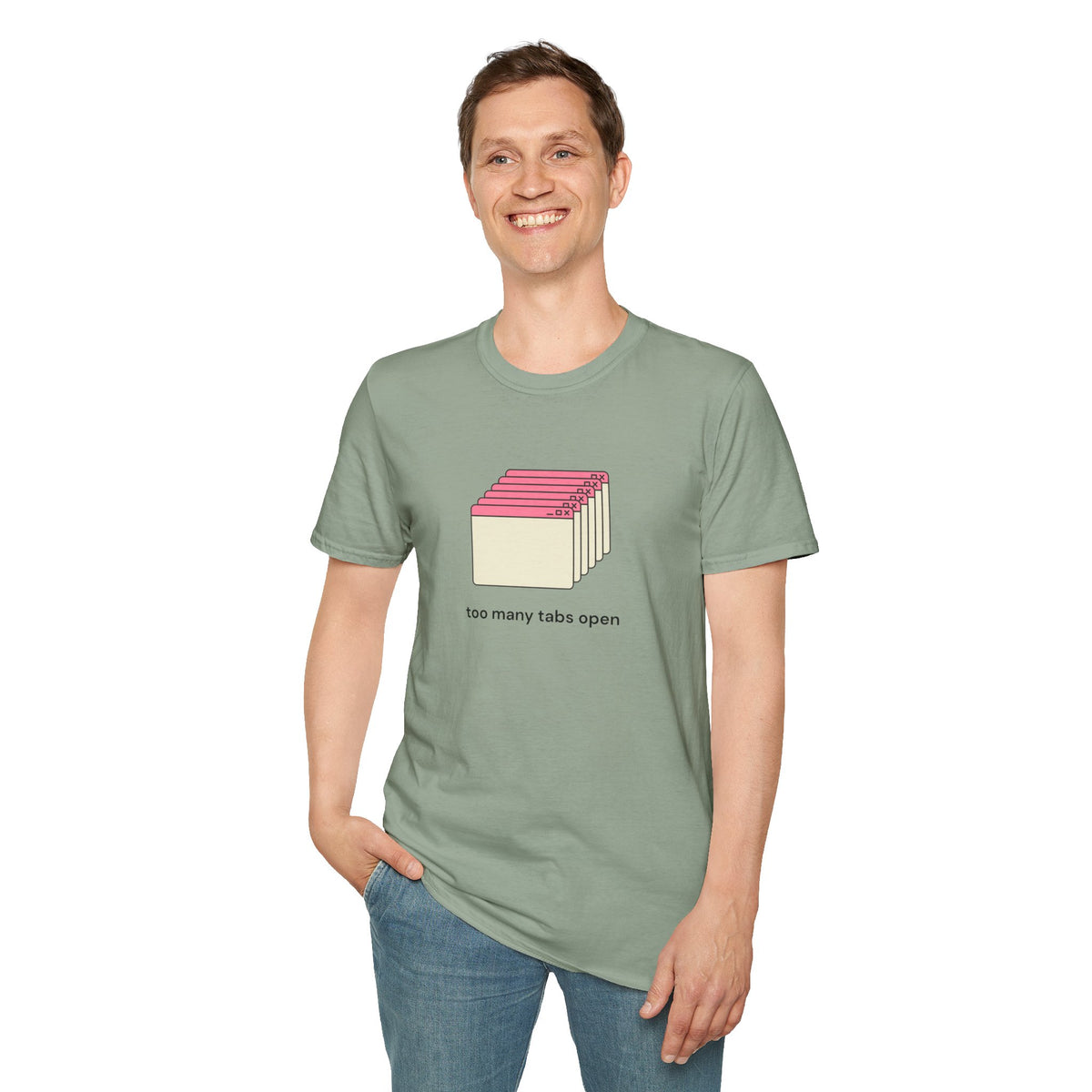Too Many Tabs Open T-Shirt — Cute Retro Browser Graphic Tee