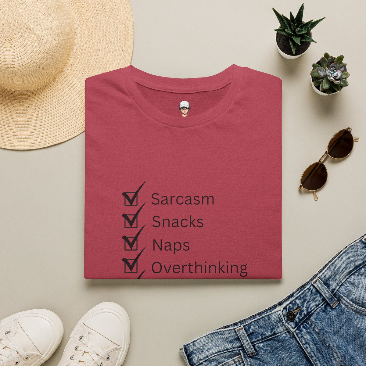 Checklist Tee — Sarcasm, Snacks, Naps & Overthinking Graphic T-Shirt