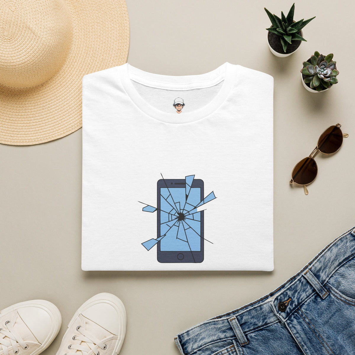 T-Shirt — "Currently Unavailable (Emotionally)" Broken Phone Graphic