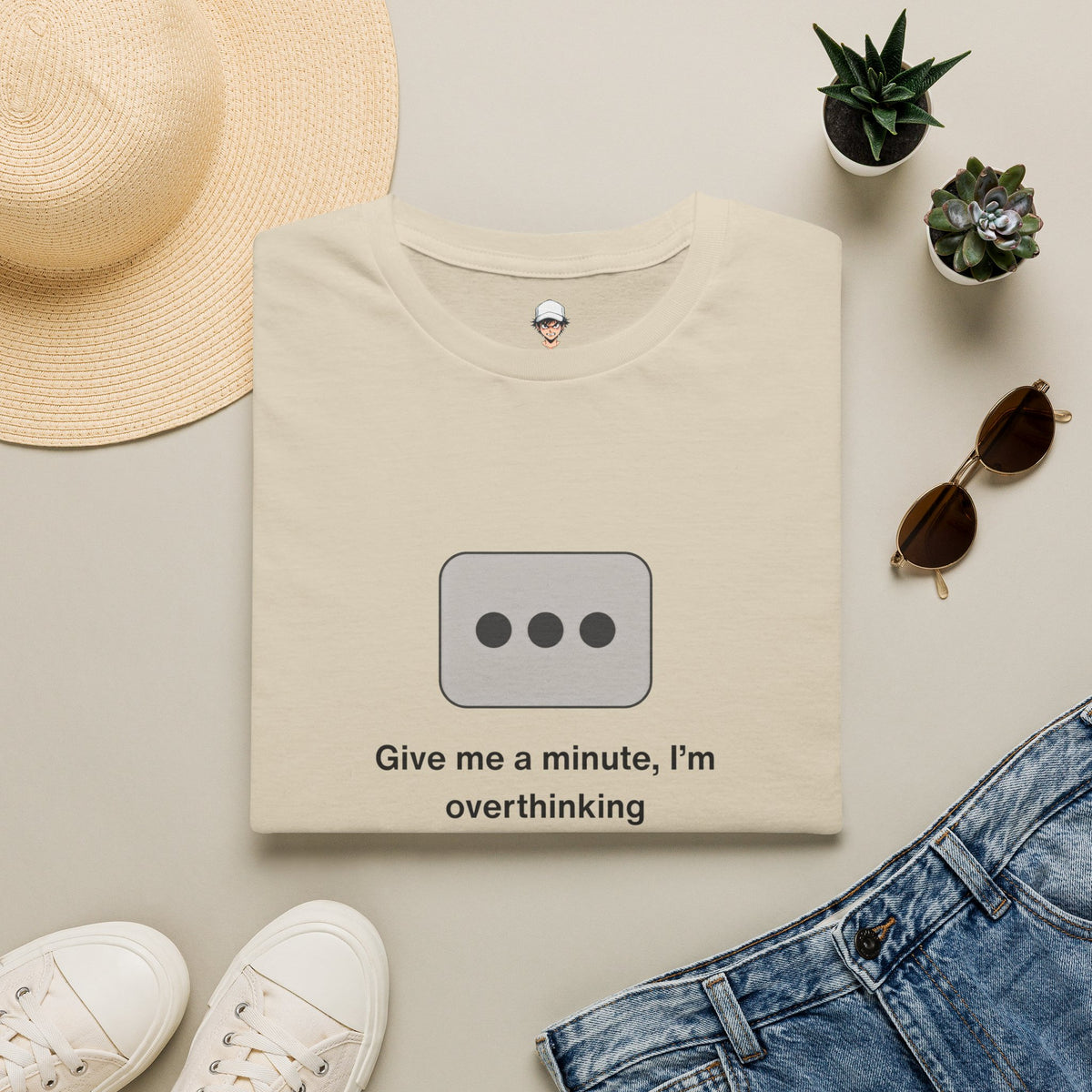 Give Me a Minute, I’m Overthinking - Minimalist Texting Bubble Tee