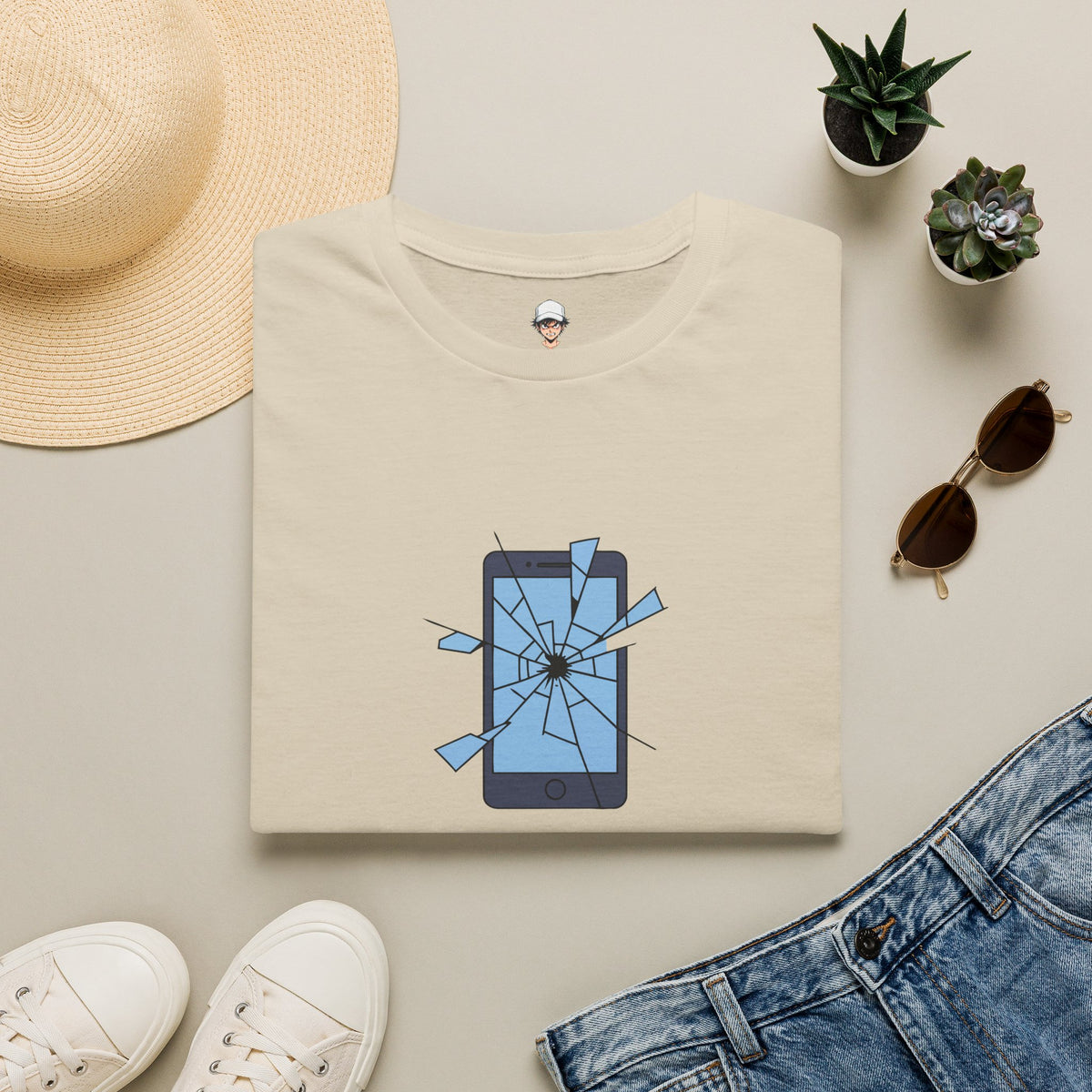 T-Shirt — "Currently Unavailable (Emotionally)" Broken Phone Graphic