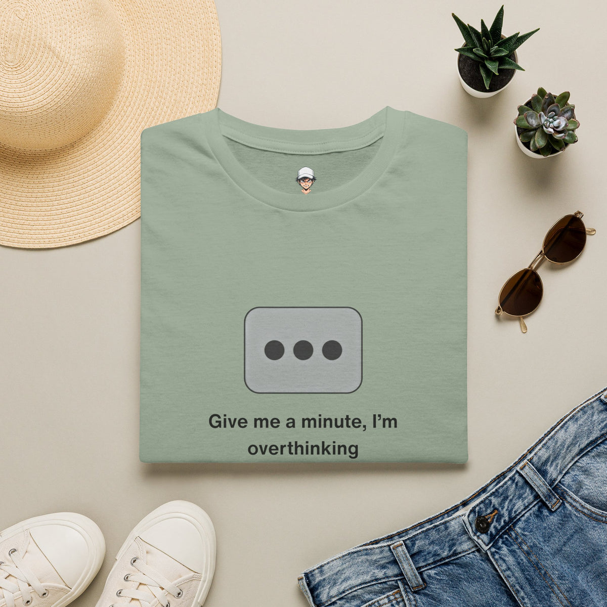 Give Me a Minute, I’m Overthinking - Minimalist Texting Bubble Tee
