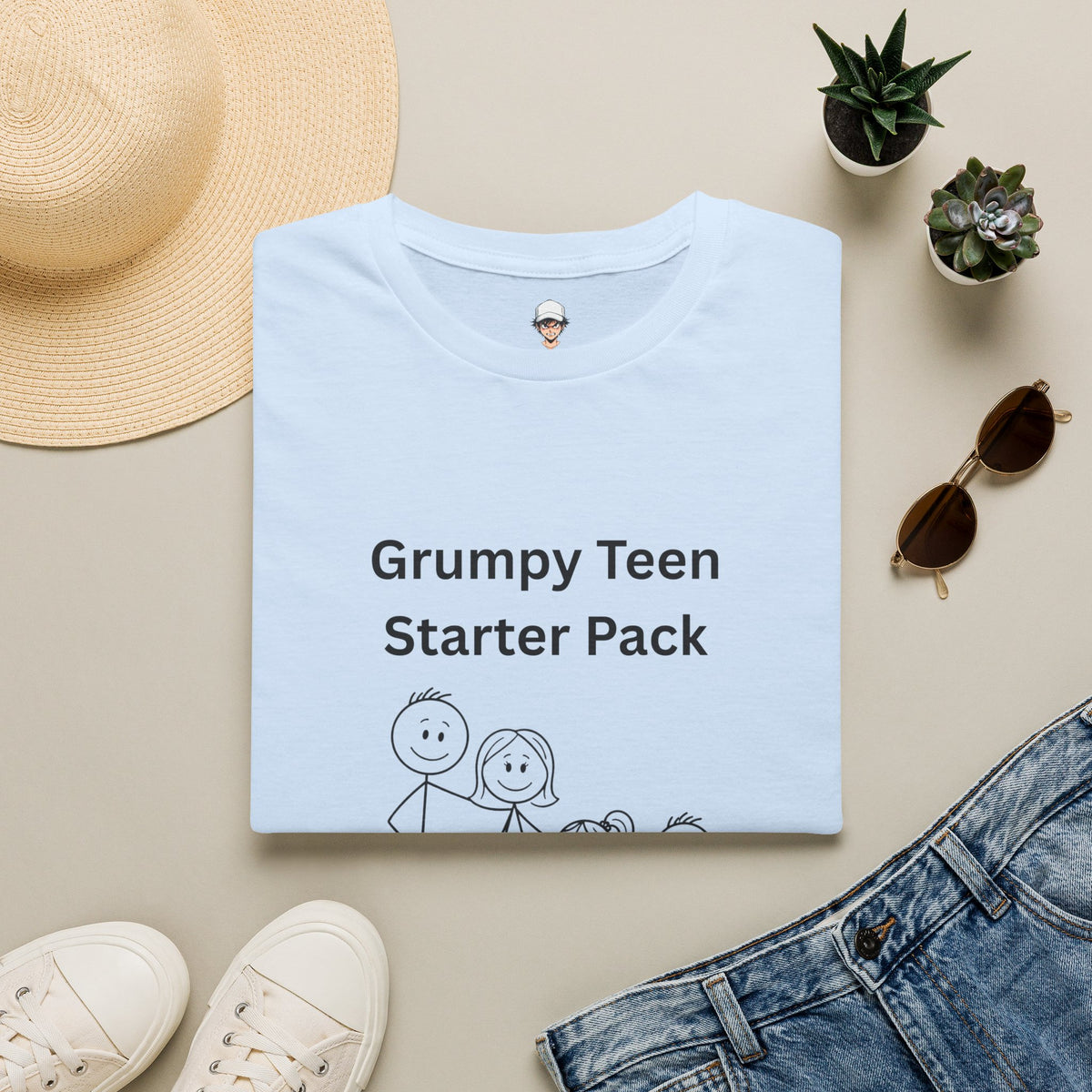 Grumpy Teen Starter Pack T‑Shirt — Funny Family Sarcastic Tee