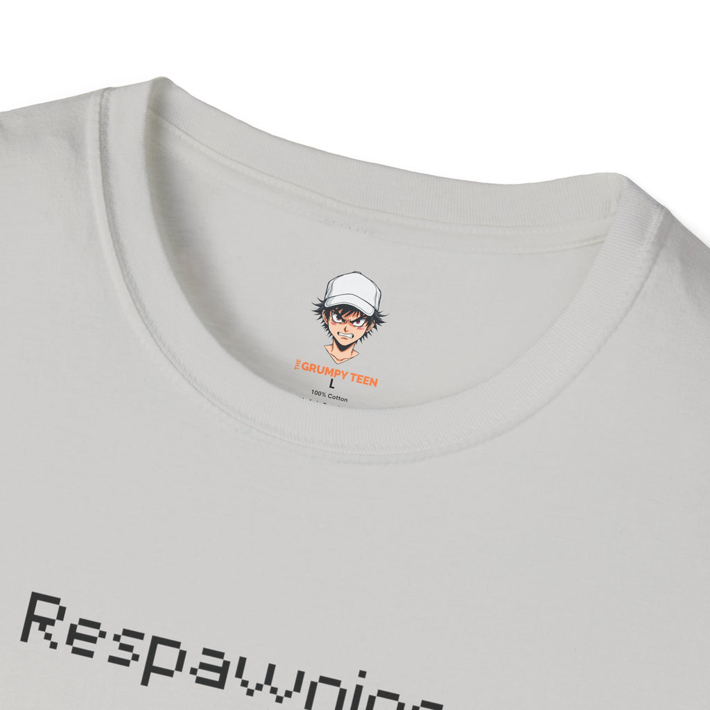 Respawning Skeleton T‑Shirt — Gamer Humorous Retro Pixel Loading Tee