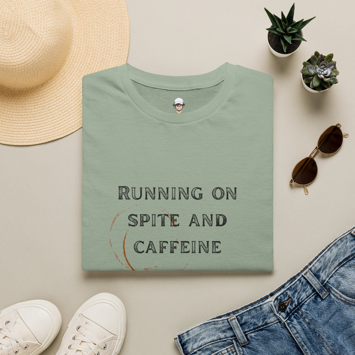 Running on Spite and Caffeine — Coffee Stain Graphic T-Shirt