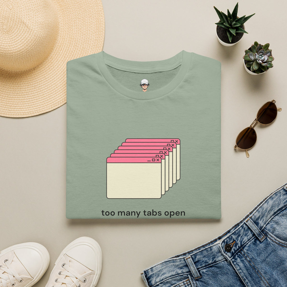 Too Many Tabs Open T-Shirt — Cute Retro Browser Graphic Tee