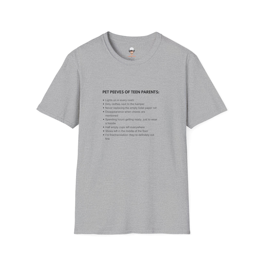 Pet Peeves of Teen Parents T-Shirt — Funny Parenthood List Tee