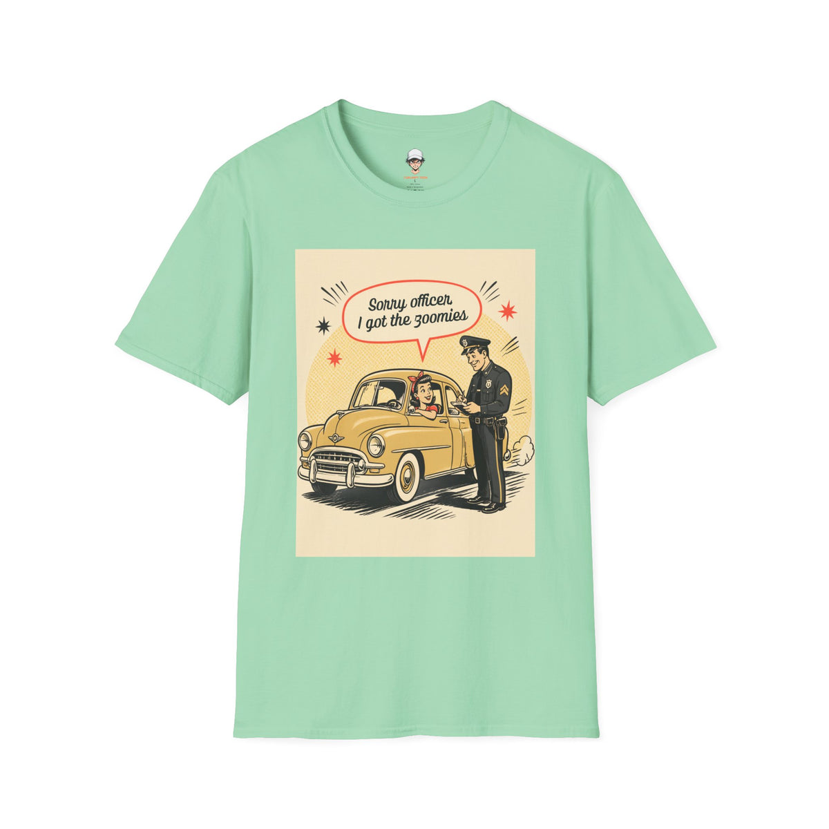 "Sorry Officer, I Got the Zoomies" Retro Vintage Car Graphic