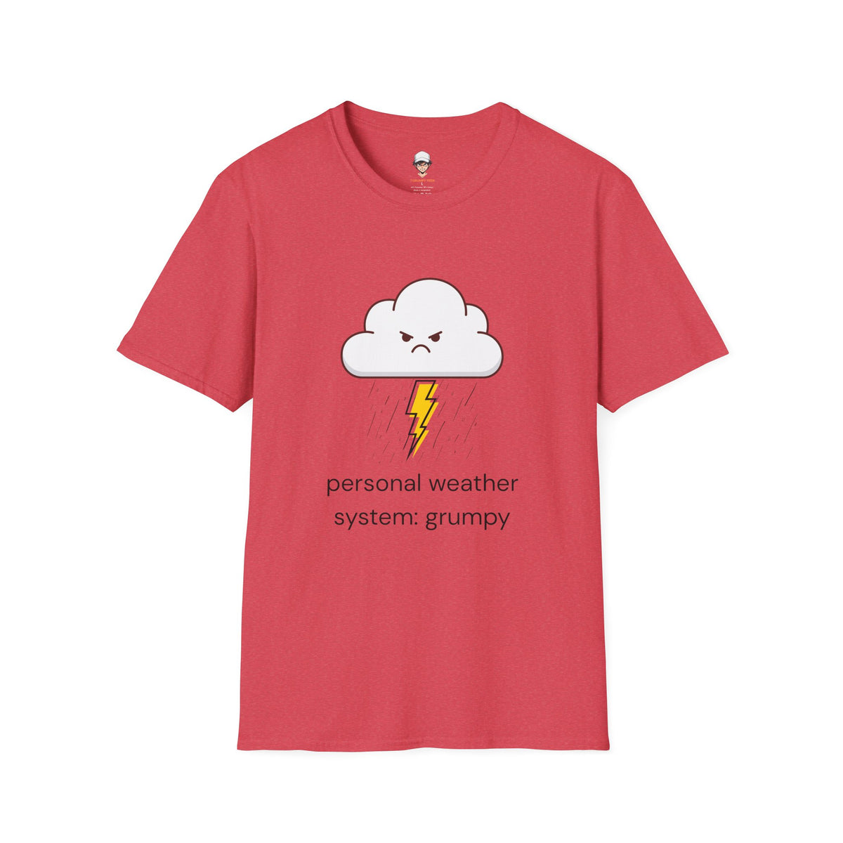 Personal Weather System: Grumpy T‑Shirt — Cute Angry Cloud Graphic Tee