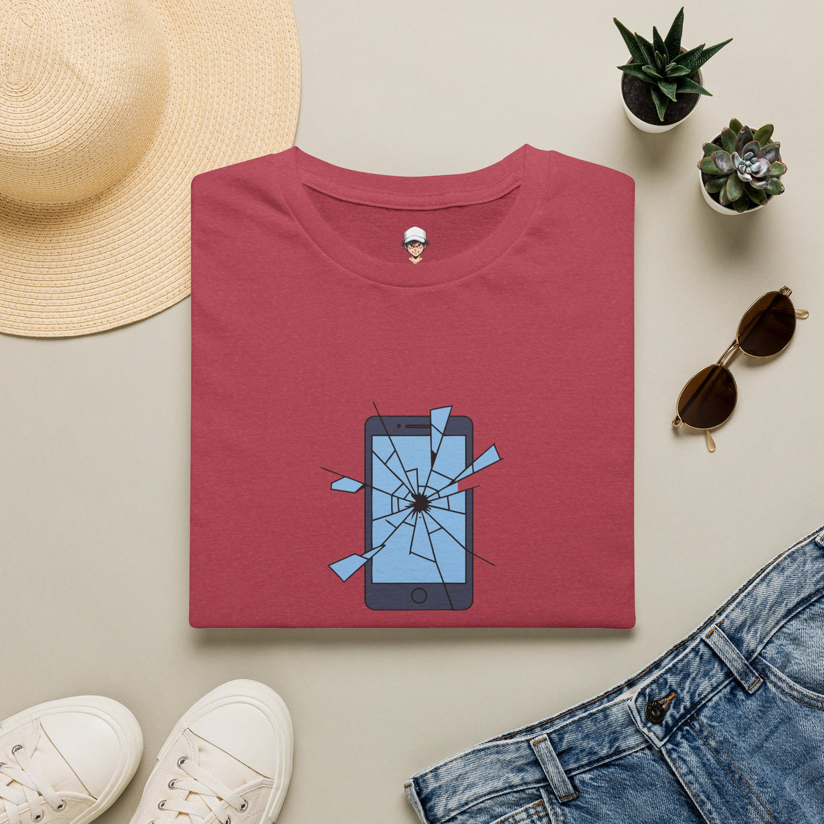 T-Shirt — "Currently Unavailable (Emotionally)" Broken Phone Graphic