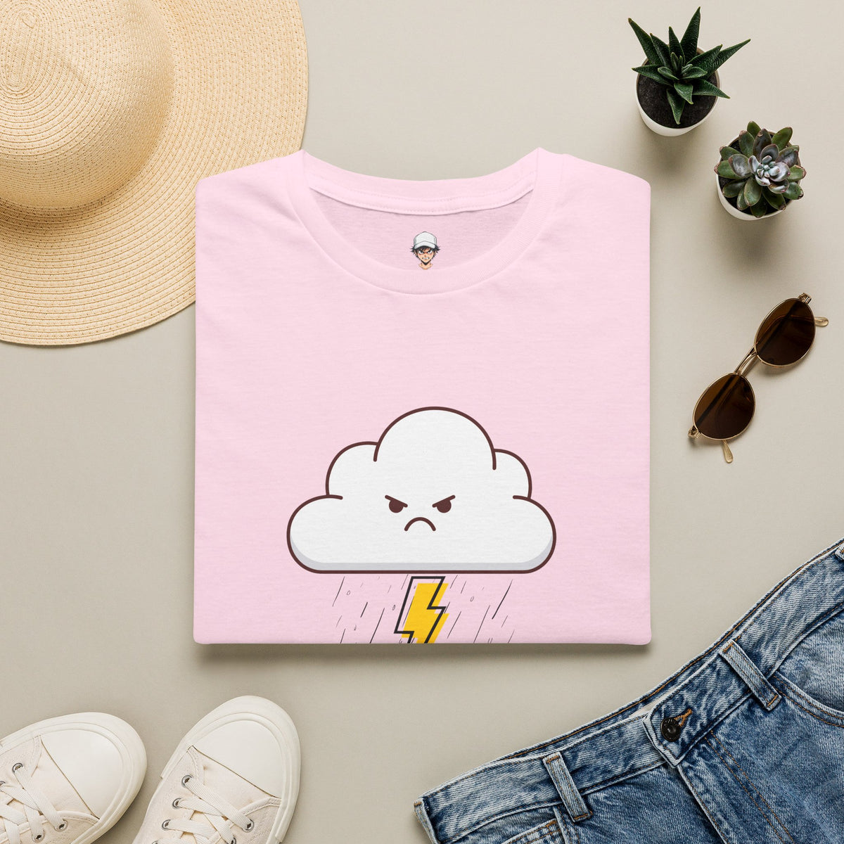Personal Weather System: Grumpy T‑Shirt — Cute Angry Cloud Graphic Tee