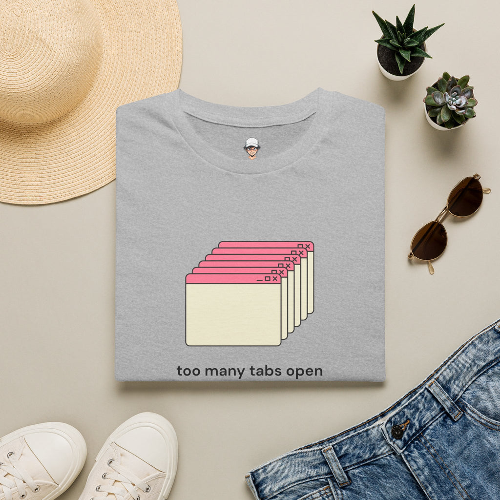 Too Many Tabs Open T-Shirt — Cute Retro Browser Graphic Tee
