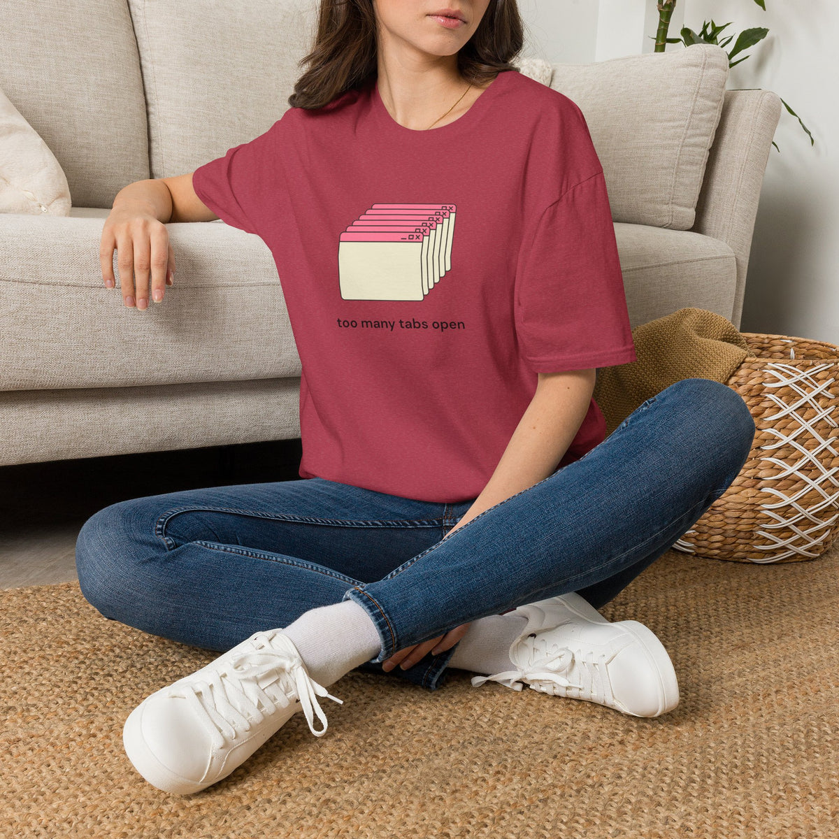 Too Many Tabs Open T-Shirt — Cute Retro Browser Graphic Tee