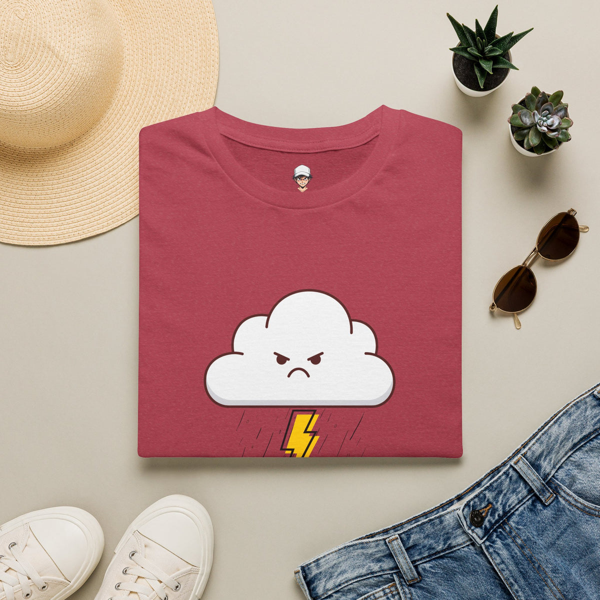 Personal Weather System: Grumpy T‑Shirt — Cute Angry Cloud Graphic Tee