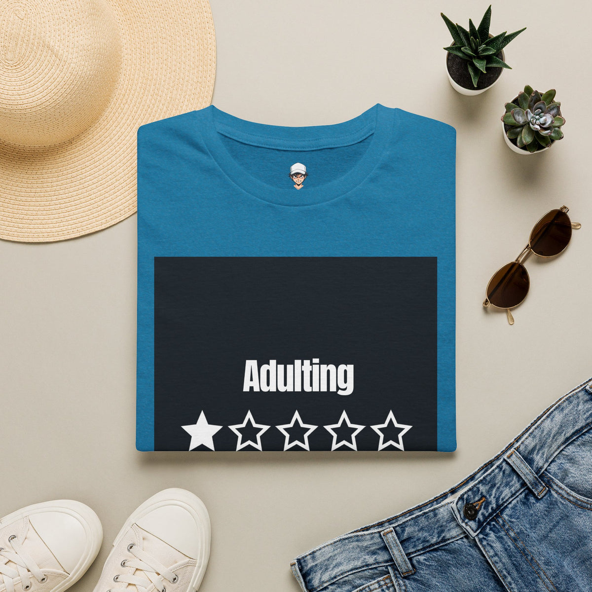T-Shirt — "Adulting: 1-Star" Funny Rating Graphic Tee