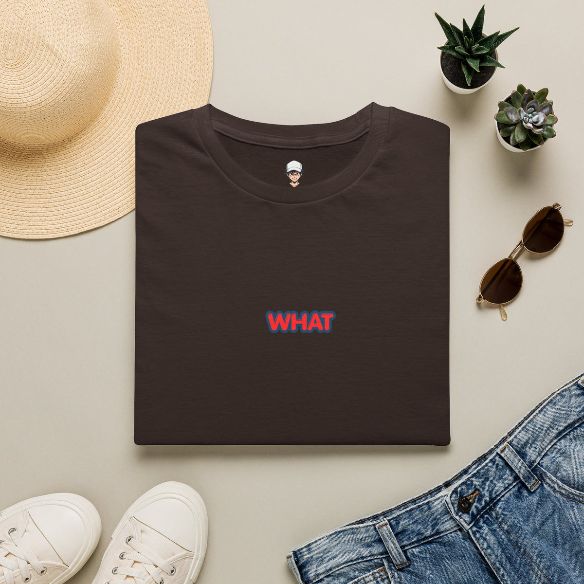 Retro 'WHAT' Chest Print Tee