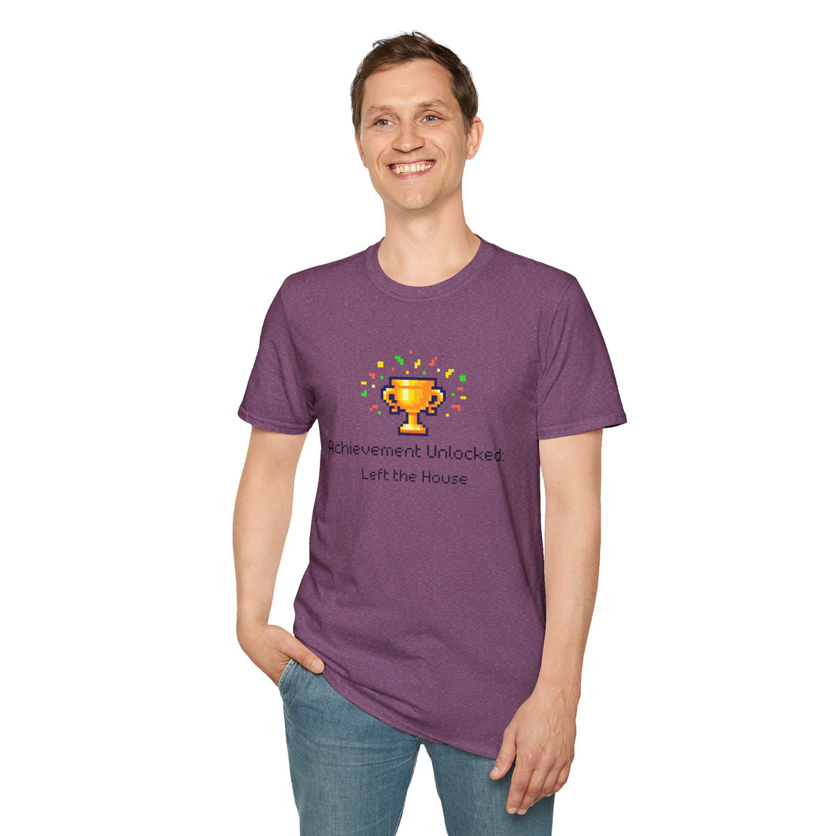 Achievement Unlocked: Left the House - Pixel Trophy Graphic