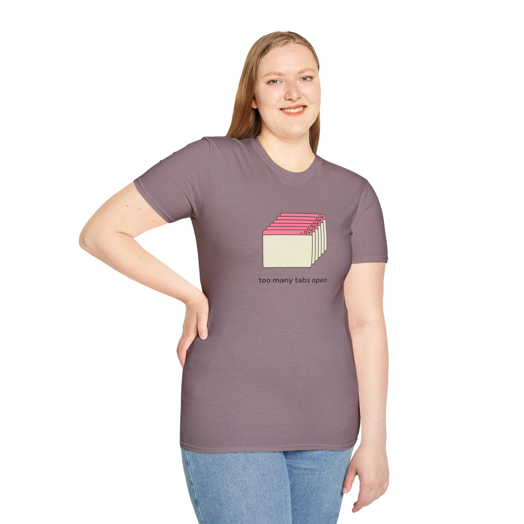 Too Many Tabs Open T-Shirt — Cute Retro Browser Graphic Tee