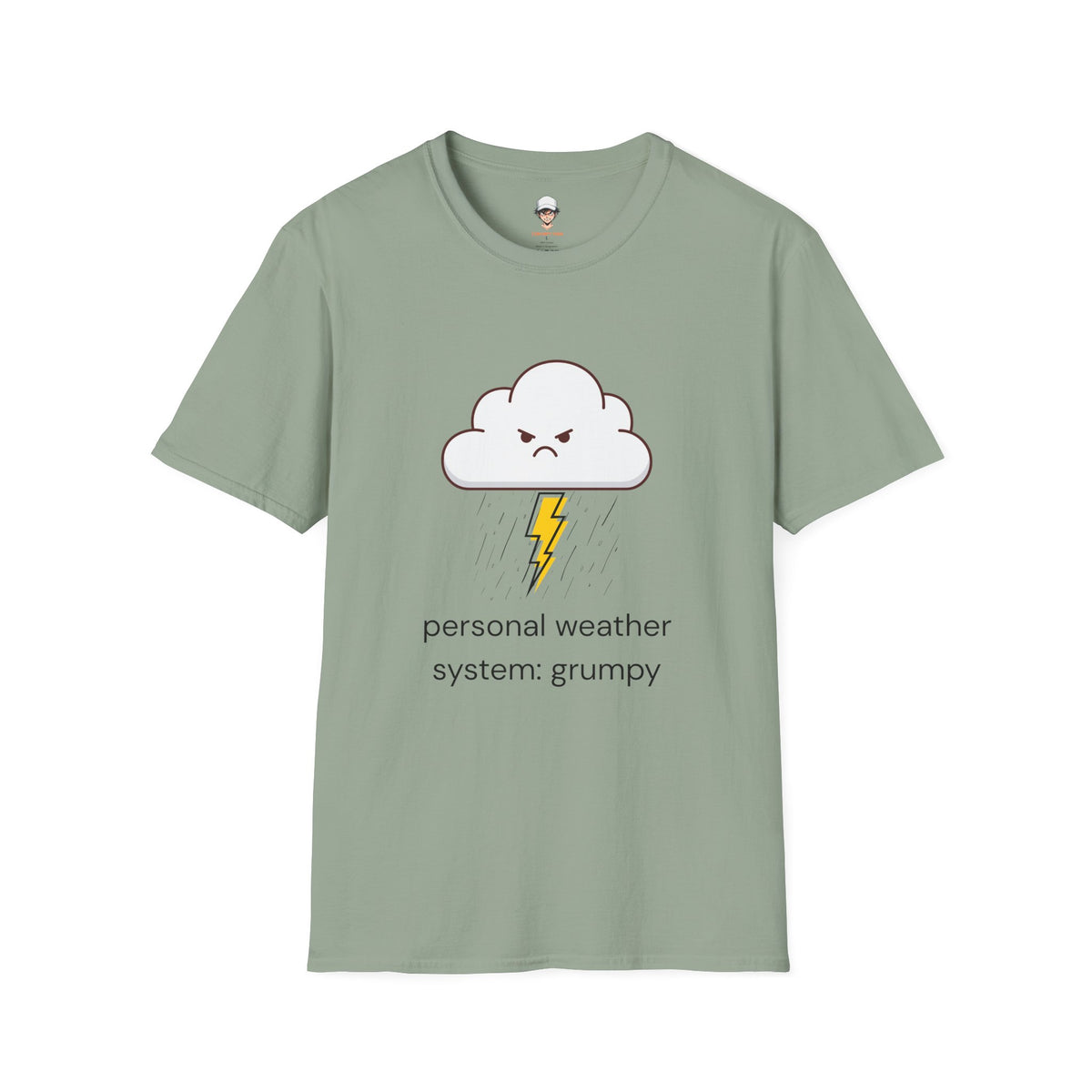 Personal Weather System: Grumpy T‑Shirt — Cute Angry Cloud Graphic Tee