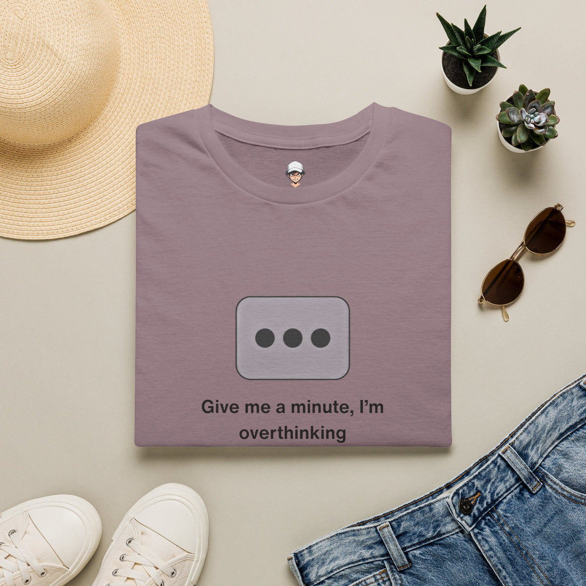 Give Me a Minute, I’m Overthinking - Minimalist Texting Bubble Tee
