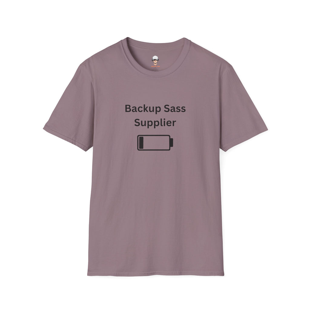 Backup Sass Supplier T-Shirt — Low Battery Parenting Humor Tee