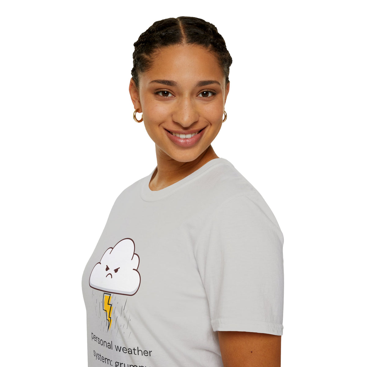Personal Weather System: Grumpy T‑Shirt — Cute Angry Cloud Graphic Tee