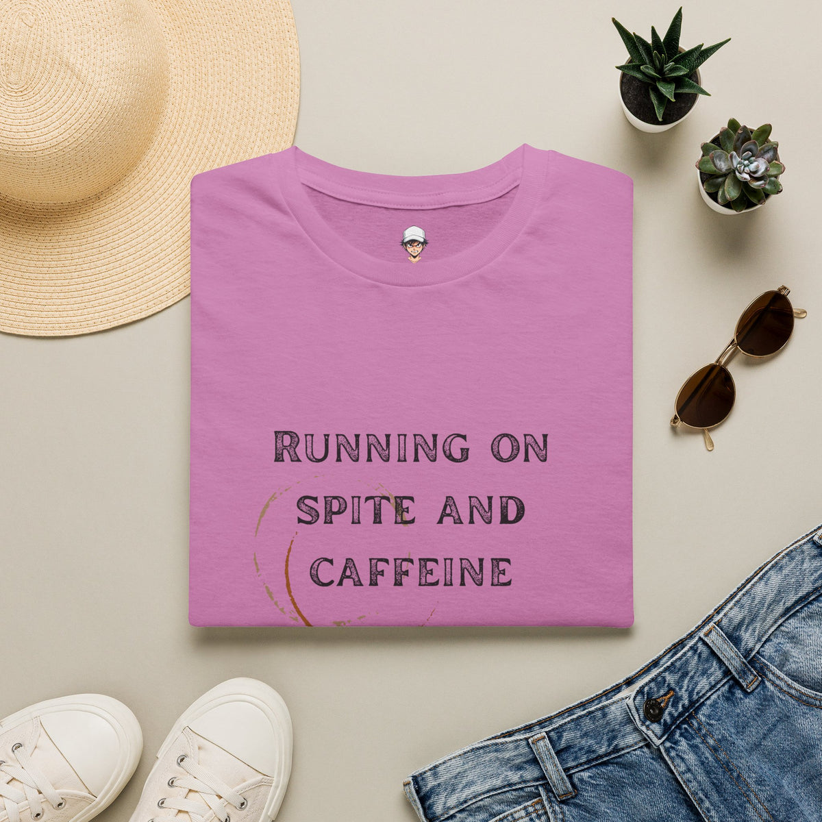 Running on Spite and Caffeine — Coffee Stain Graphic T-Shirt