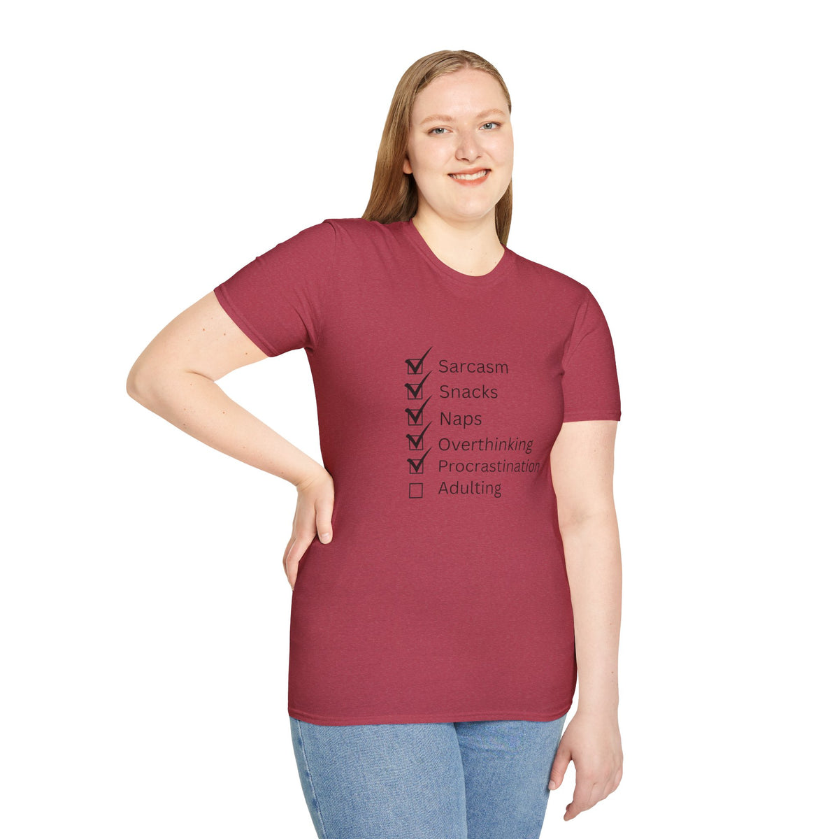 Checklist Tee — Sarcasm, Snacks, Naps & Overthinking Graphic T-Shirt