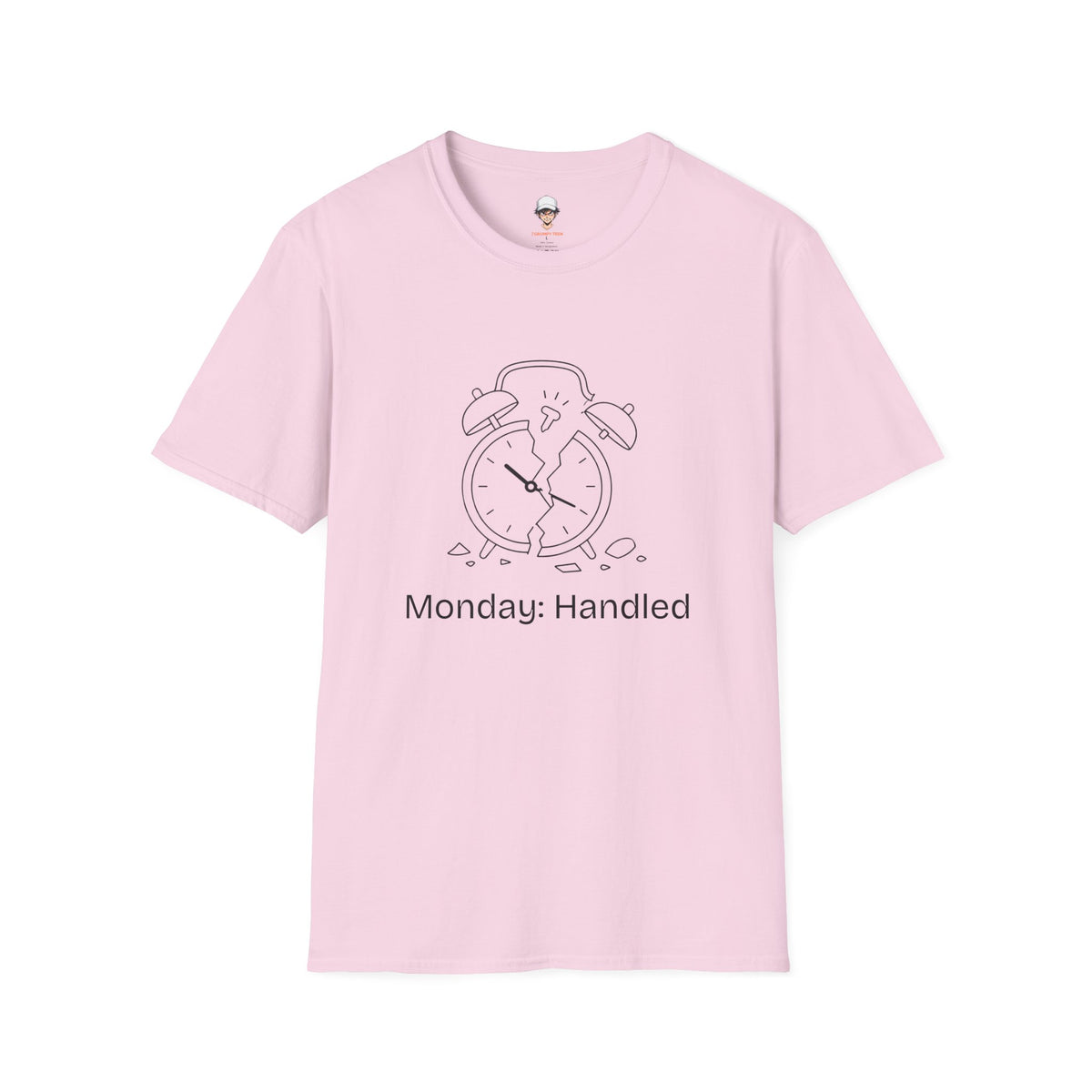 Monday Handled T-Shirt — Funny Broken Alarm Clock Tee for Workweek Vibes