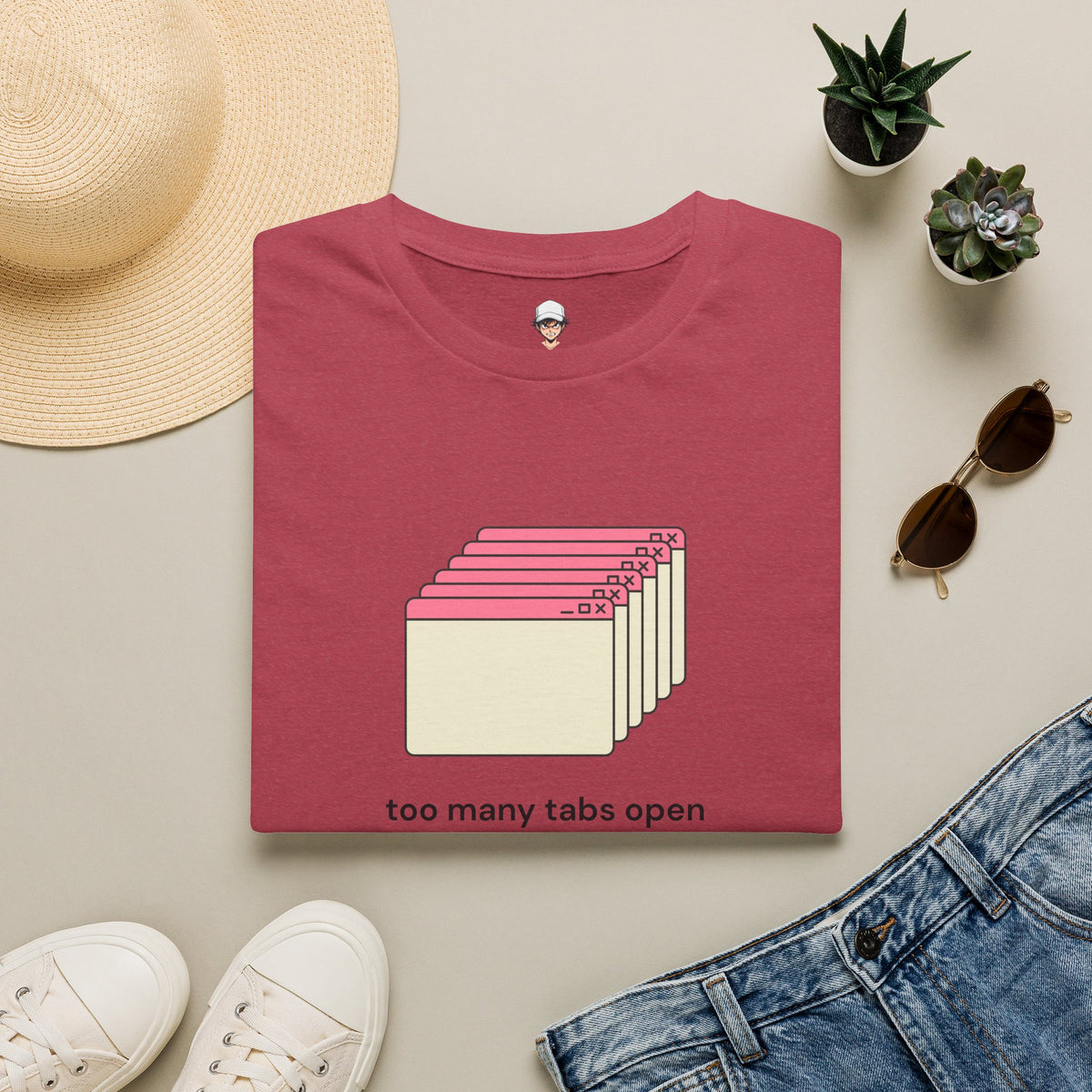 Too Many Tabs Open T-Shirt — Cute Retro Browser Graphic Tee