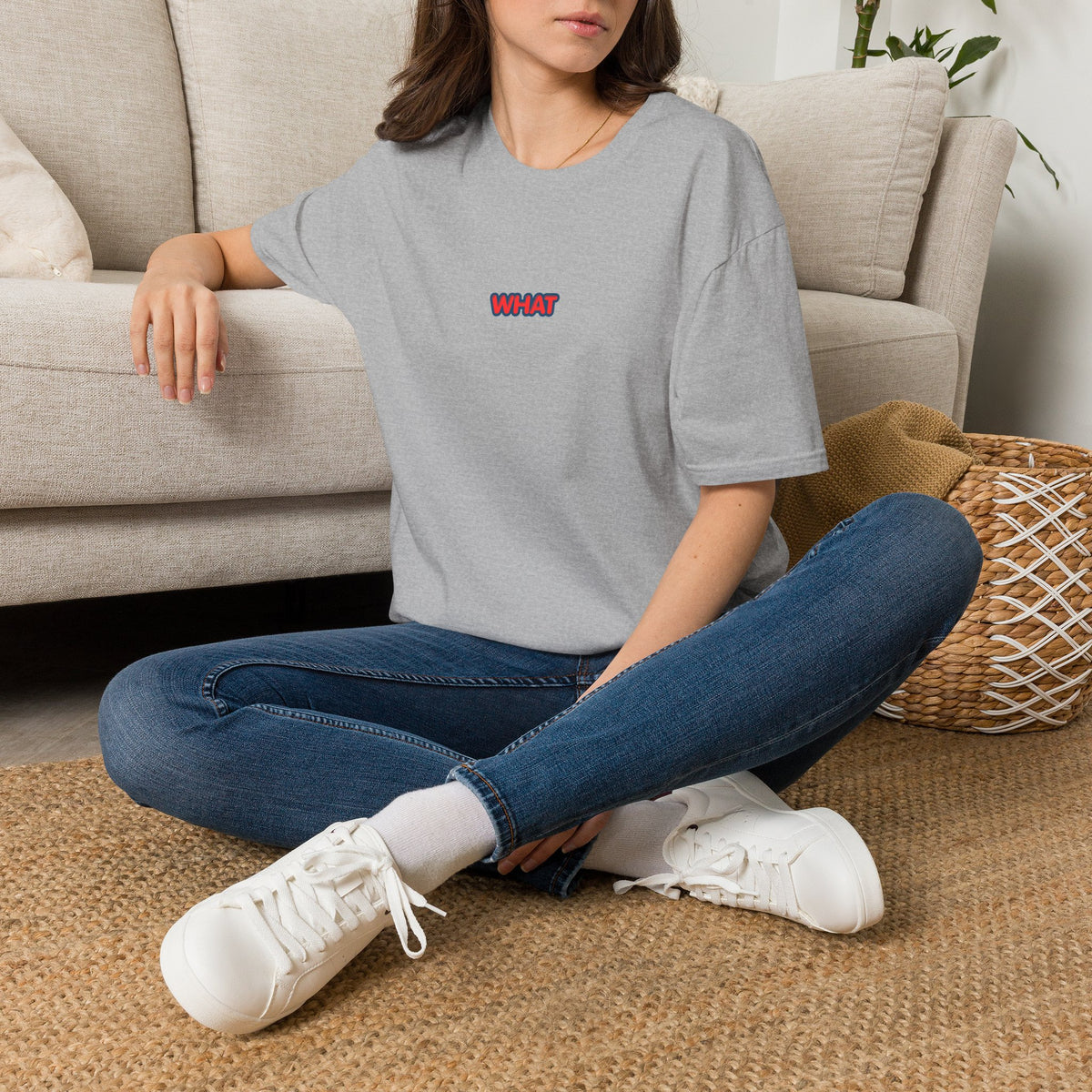 Retro 'WHAT' Chest Print Tee