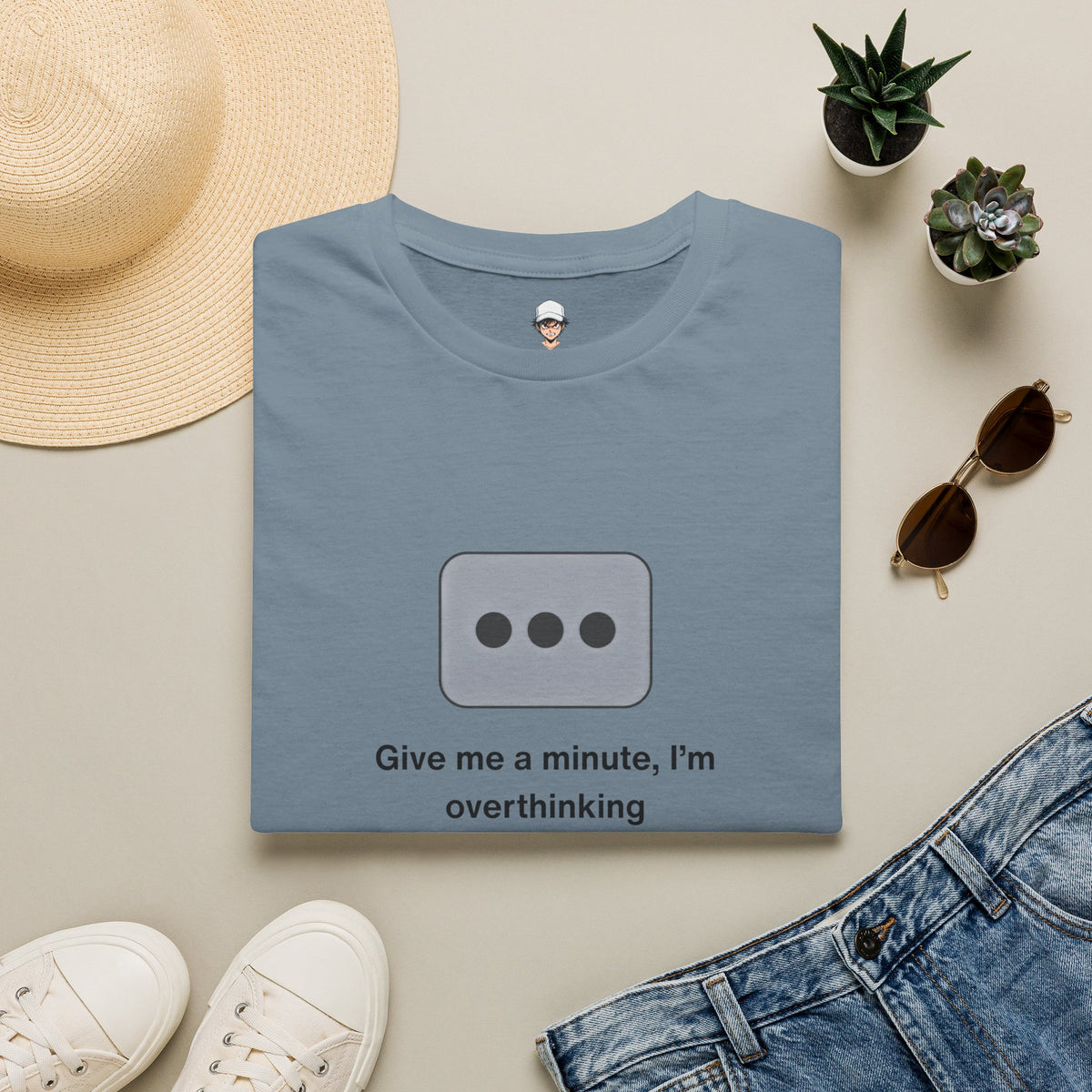Give Me a Minute, I’m Overthinking - Minimalist Texting Bubble Tee