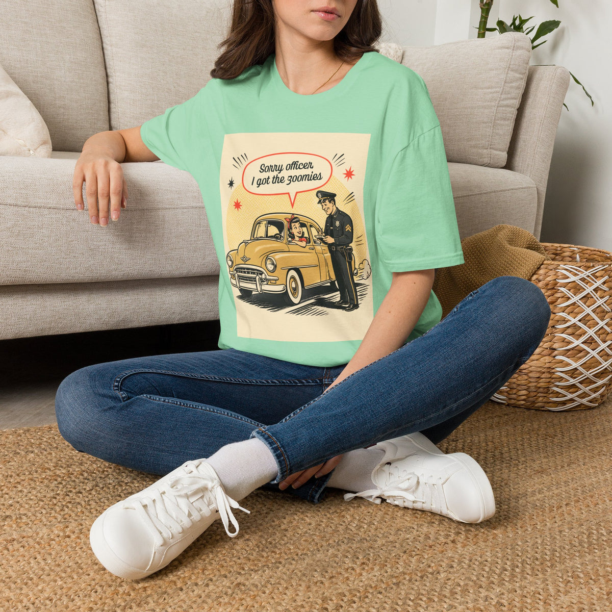 "Sorry Officer, I Got the Zoomies" Retro Vintage Car Graphic