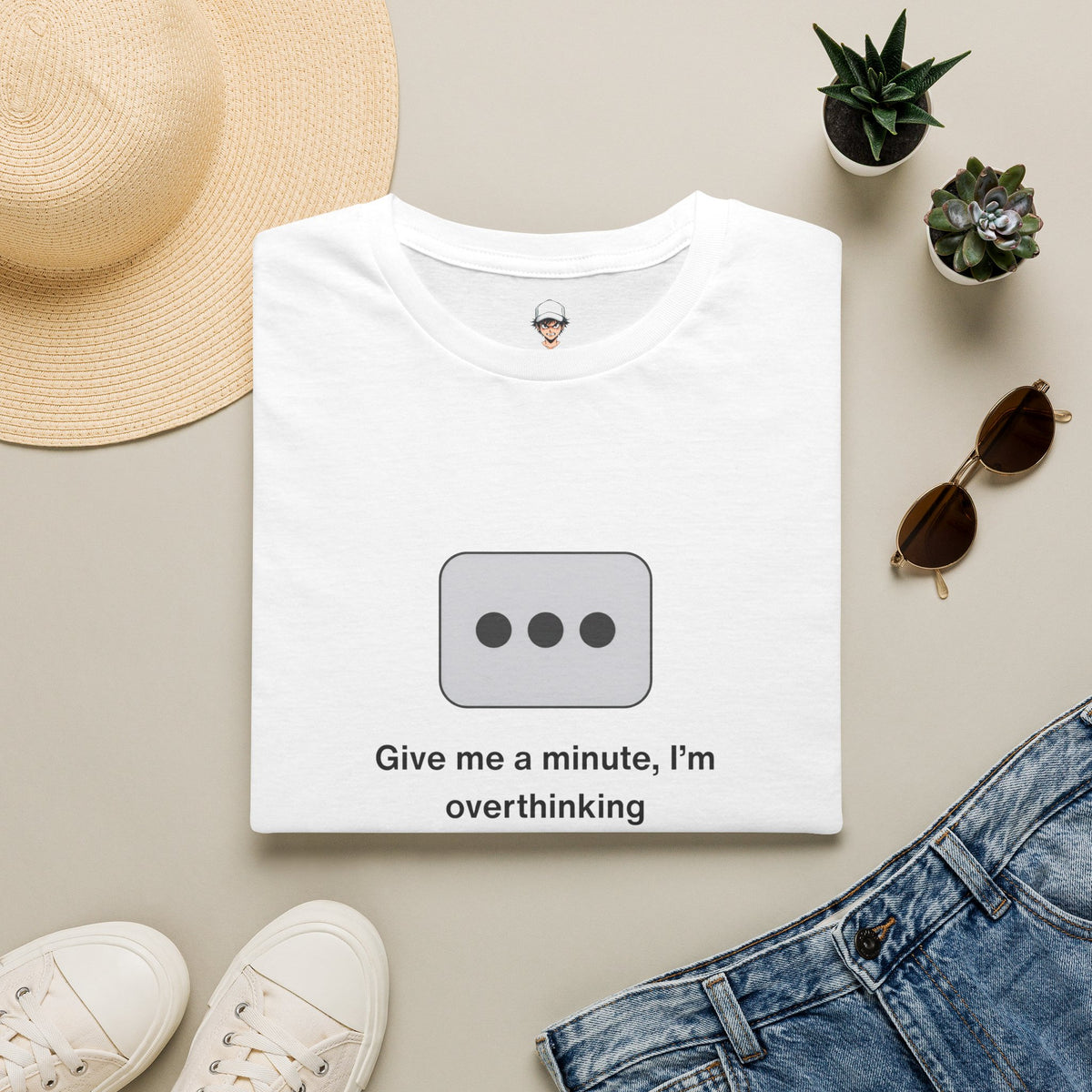 Give Me a Minute, I’m Overthinking - Minimalist Texting Bubble Tee