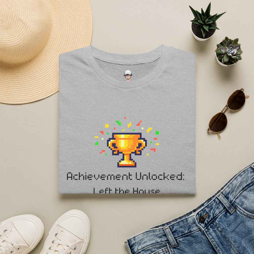 Achievement Unlocked: Left the House - Pixel Trophy Graphic