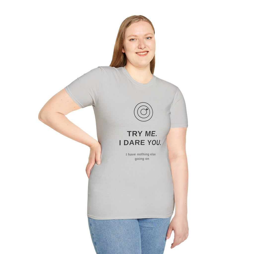 "Try Me" Graphic T-Shirt — Minimal Statement Tee