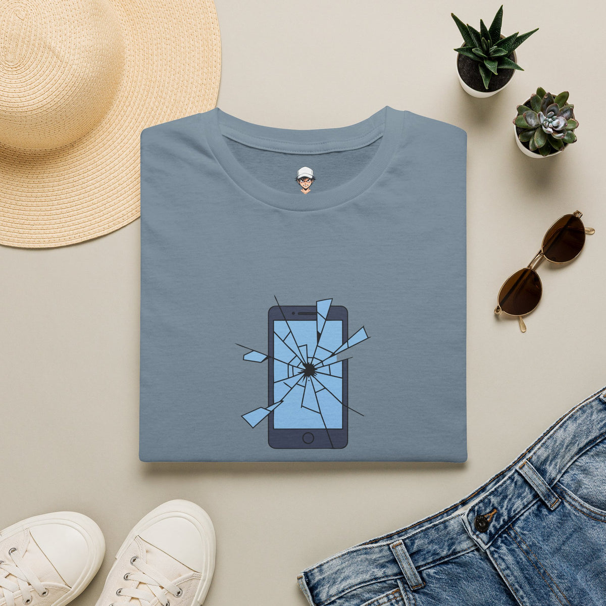 T-Shirt — "Currently Unavailable (Emotionally)" Broken Phone Graphic