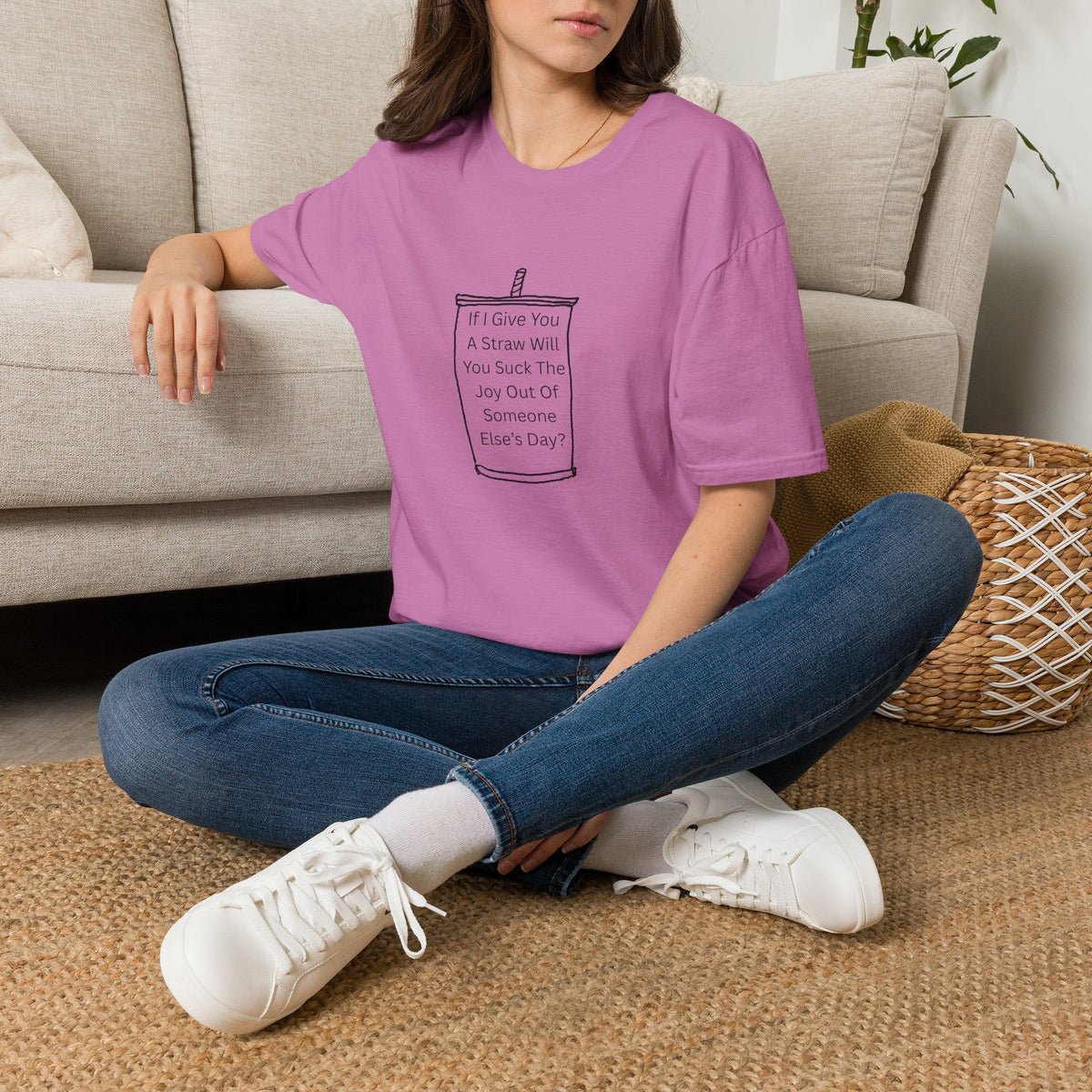 "If I Give You A Straw" Funny Sarcastic Beverage Quote Tee