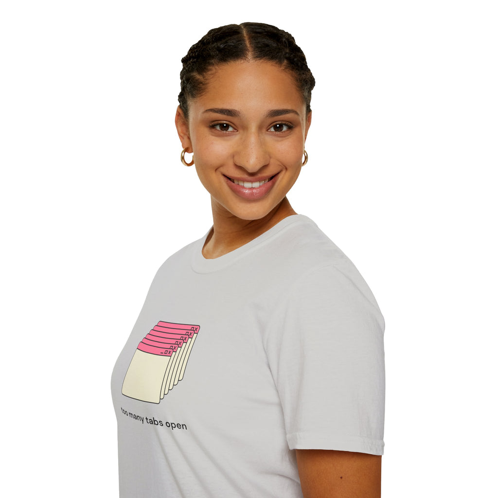 Too Many Tabs Open T-Shirt — Cute Retro Browser Graphic Tee