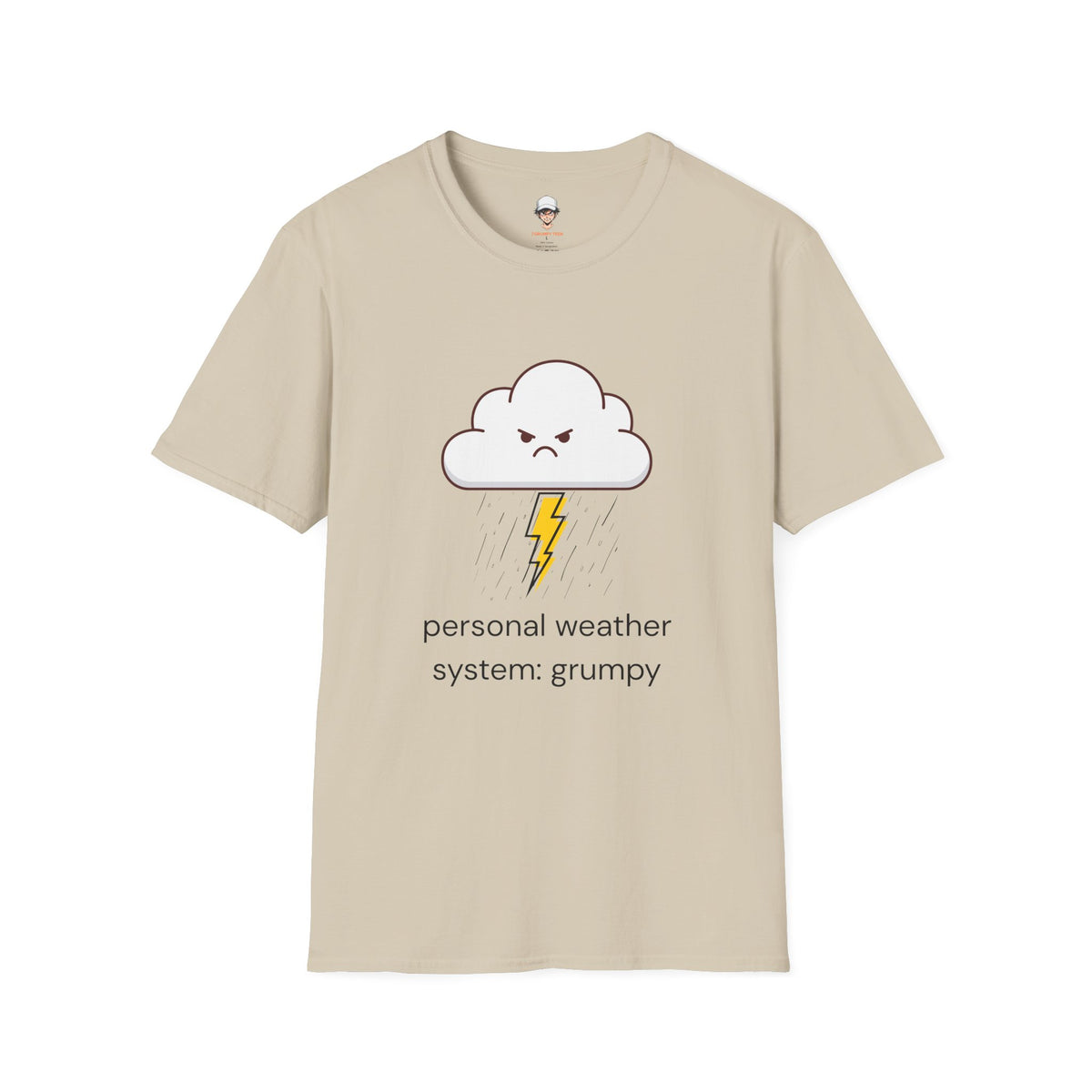 Personal Weather System: Grumpy T‑Shirt — Cute Angry Cloud Graphic Tee