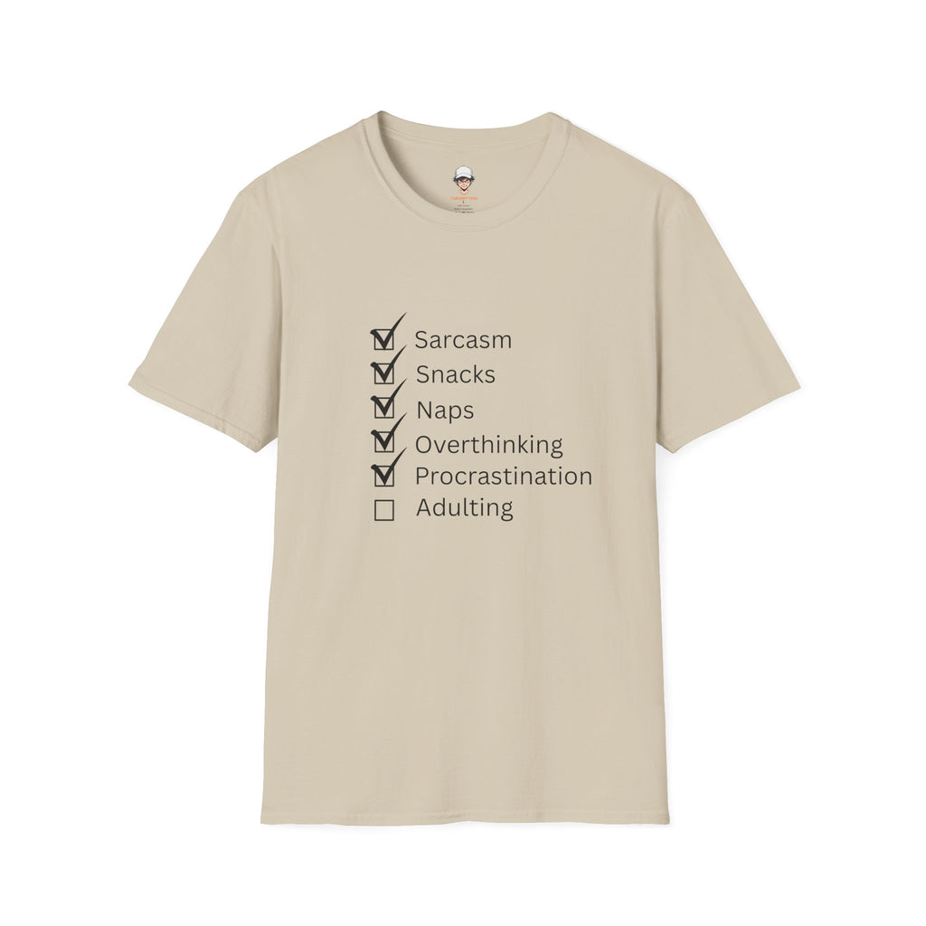 Checklist Tee — Sarcasm, Snacks, Naps & Overthinking Graphic T-Shirt