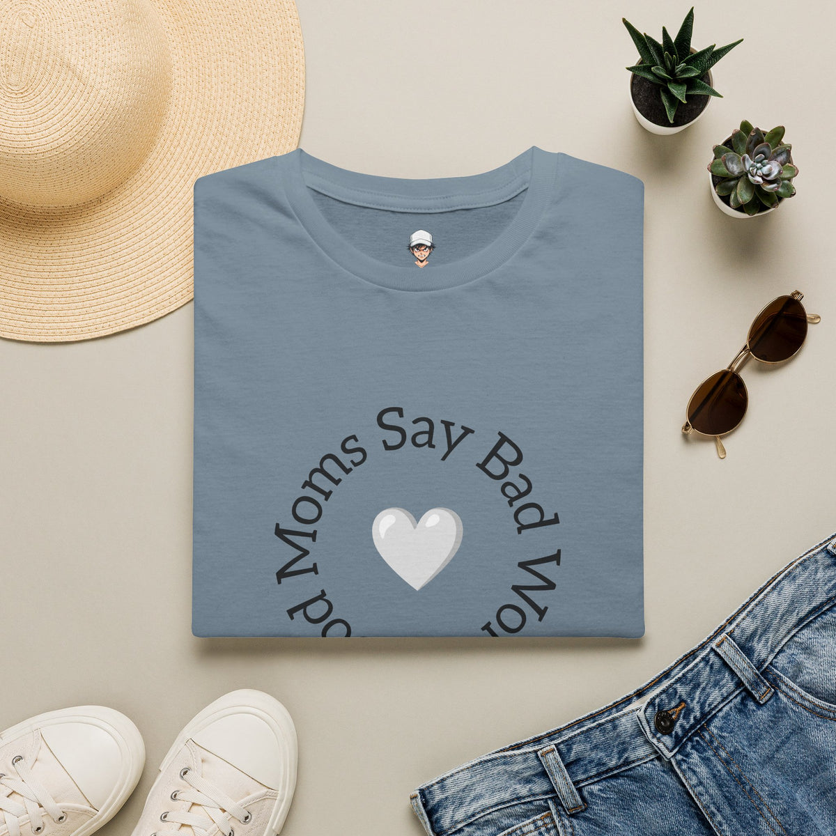 T-Shirt — "Good Moms Say Bad Words" Heart Graphic Tee