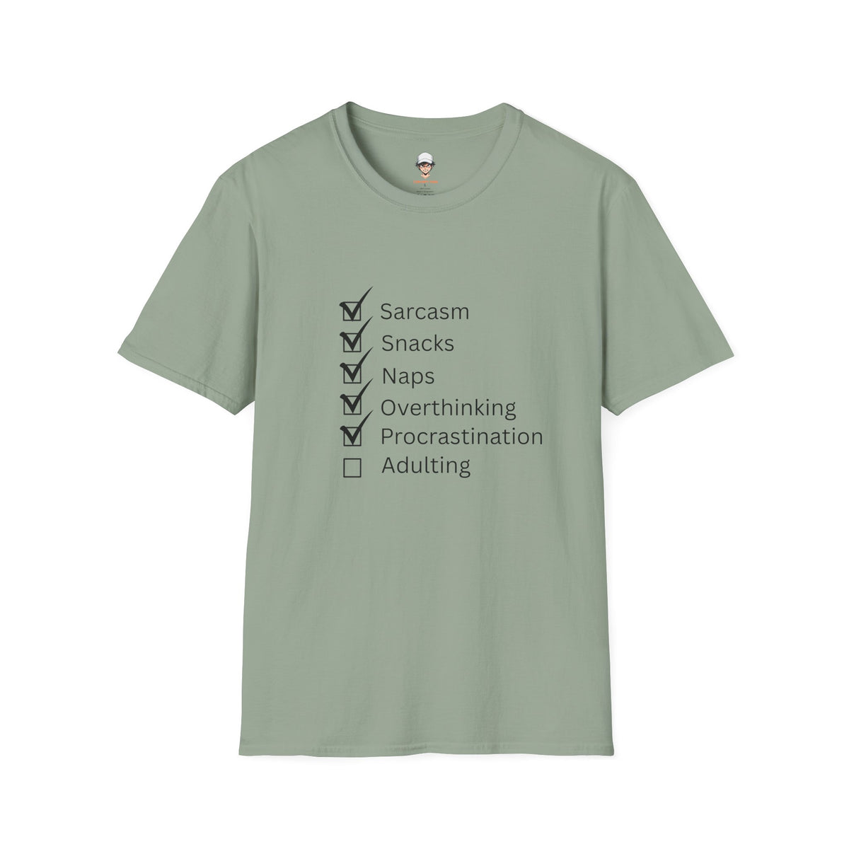 Checklist Tee — Sarcasm, Snacks, Naps & Overthinking Graphic T-Shirt