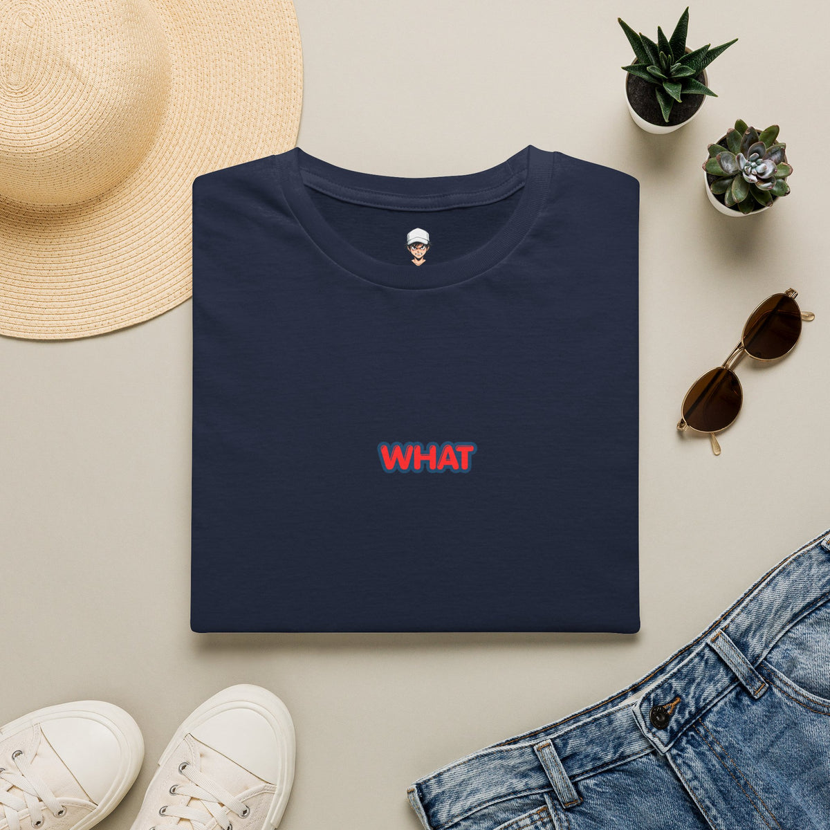Retro 'WHAT' Chest Print Tee