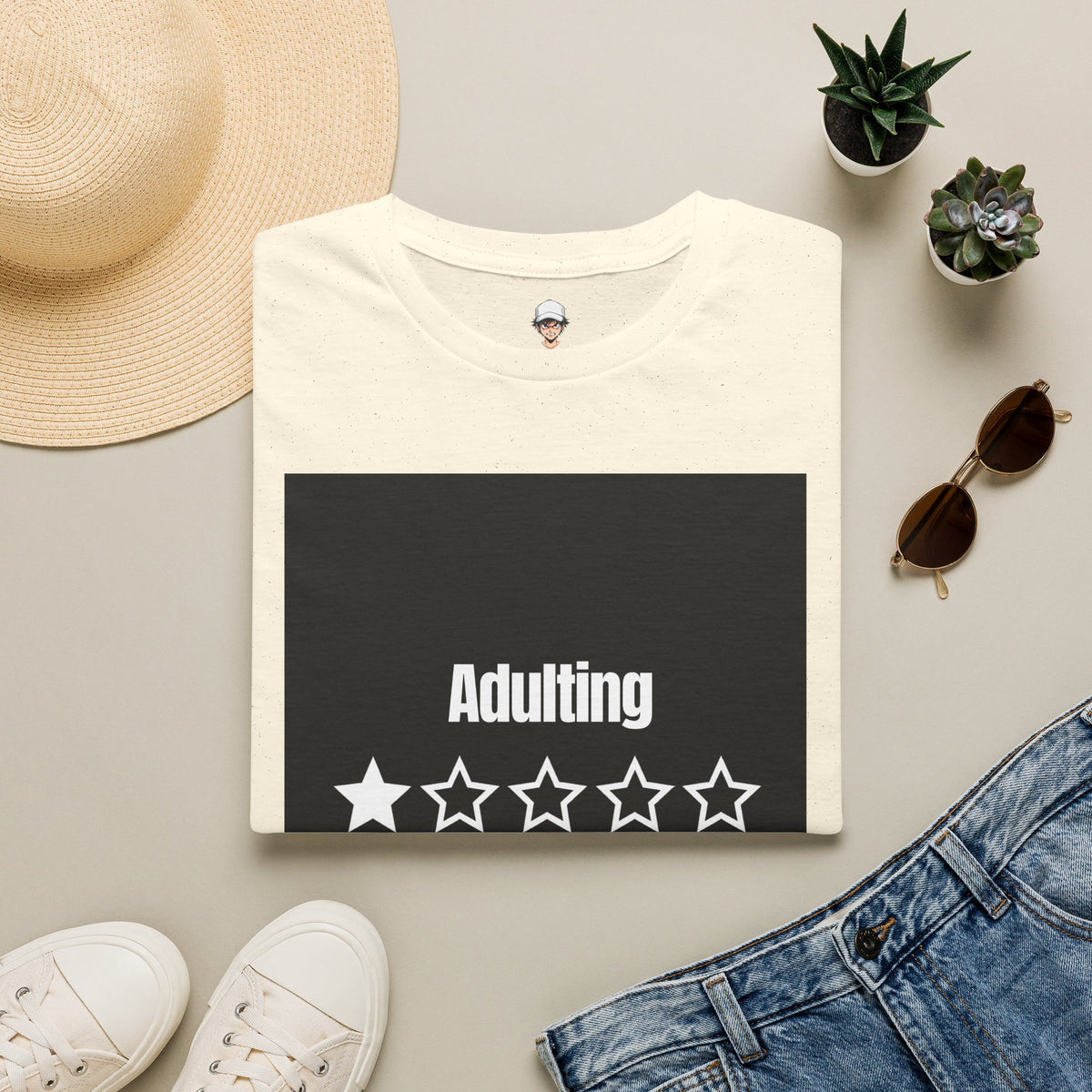 T-Shirt — "Adulting: 1-Star" Funny Rating Graphic Tee